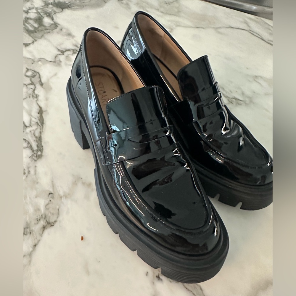 Stuart Weitzman Black Patent Leather Loafers